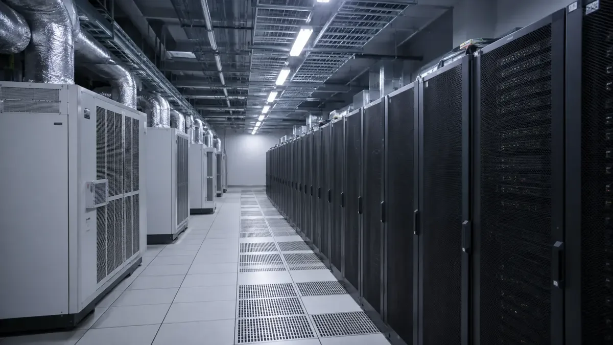 Unidades de climatizacion junto a una hilera de racks